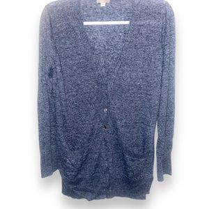 GAP Heather Blue Lightweight Linen Blend Button Up Boyfriend Cardigan Small
